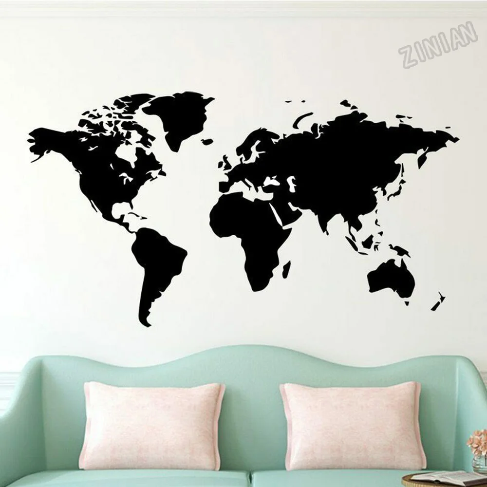 

Large World Map Wall Sticker for House Living Room Decoration Decal Sticker Vinyl Classroom Wall Murals Modern Study Decals Y237