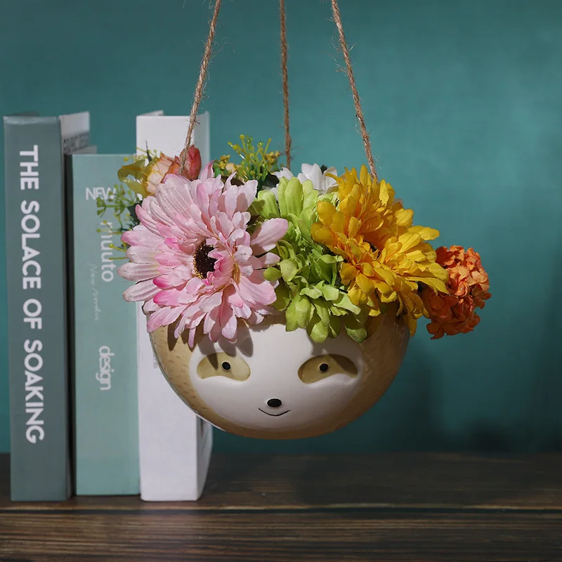 

Economical Cute Ceramic Sloth Shape Hanging Planter Air Plant Vases Holder for Succulents Small Plant ds99