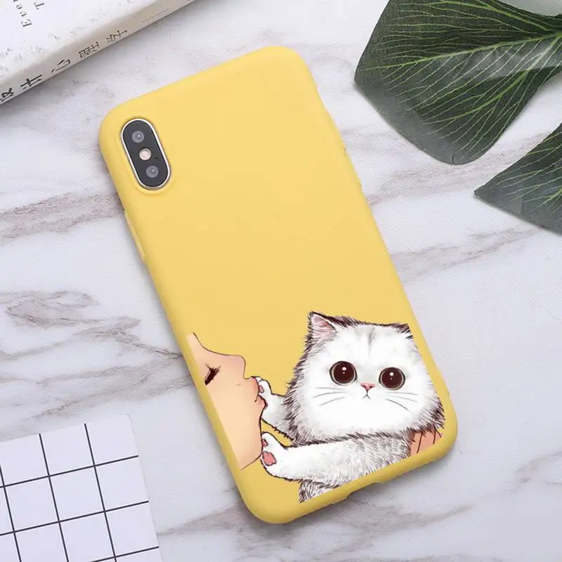 

Don't kiss My Cat cute cat Phone Case Candy Color for iPhone 6 7 8 11 12 s mini pro X XS XR MAX Plus Anti-fall mobile cover