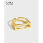 F.I.N.S минималистичное геометрическое квадратное серебряное кольцо S925 пробы, корейская мода, открытые пальцы, ювелирные изделия для украшения