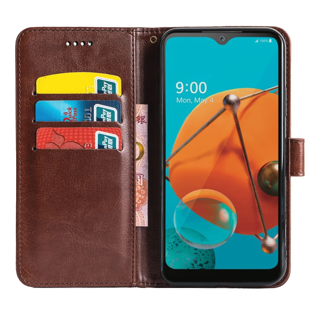

ROEMI For LG K51 Lightweight and Shockproof Protective Cover Holster Flip Crazy-Horse PU Leather Cover Anti-Slide