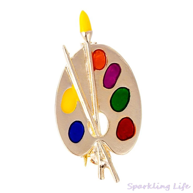 Женская и мужская брошь в виде палетки с рисунком | Украшения аксессуары