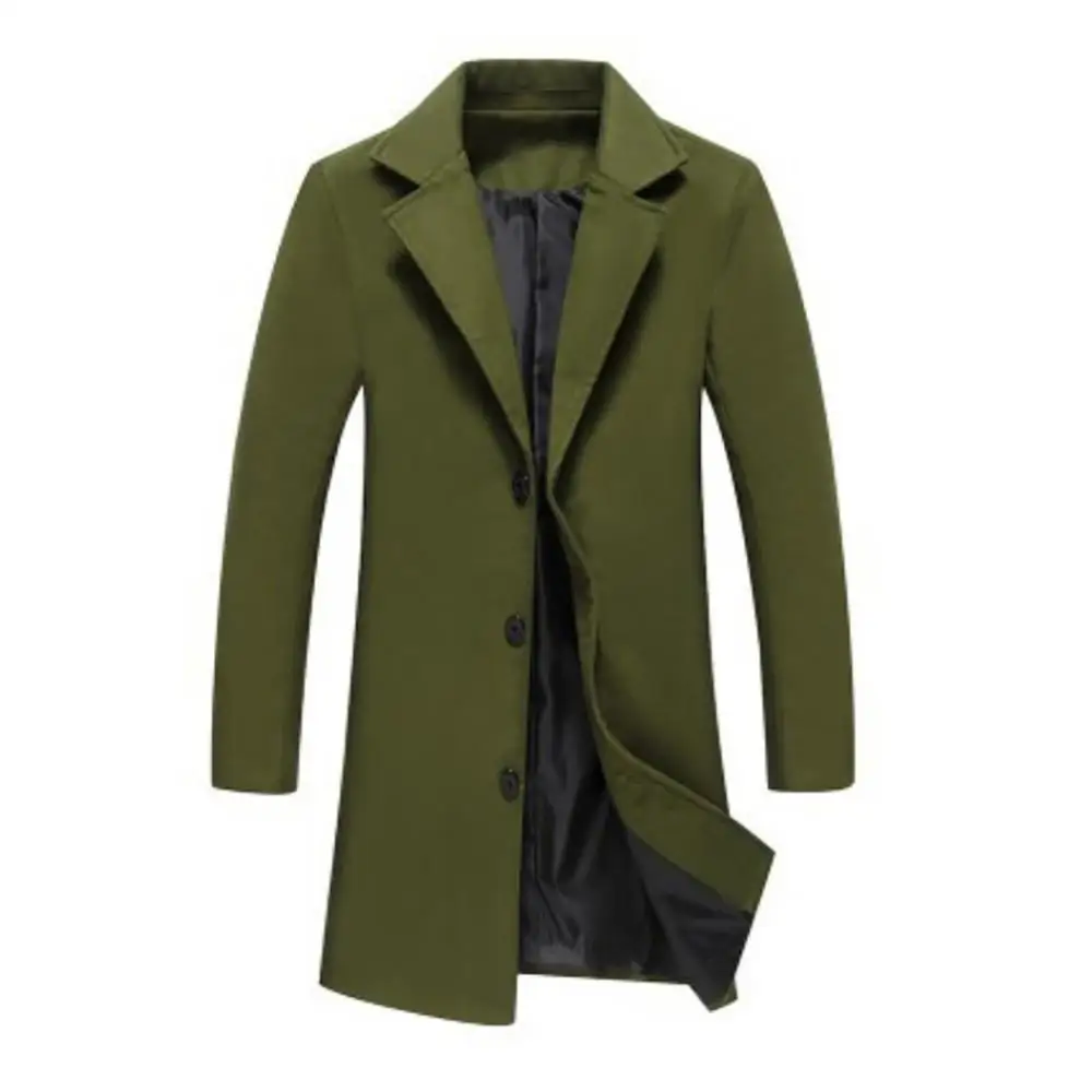 

Autumn Winter Men Wool Blends Coats Solid Color Men Woolen Coat Overcoat Male Warm Single Breasted Long Trench Coat veste homme