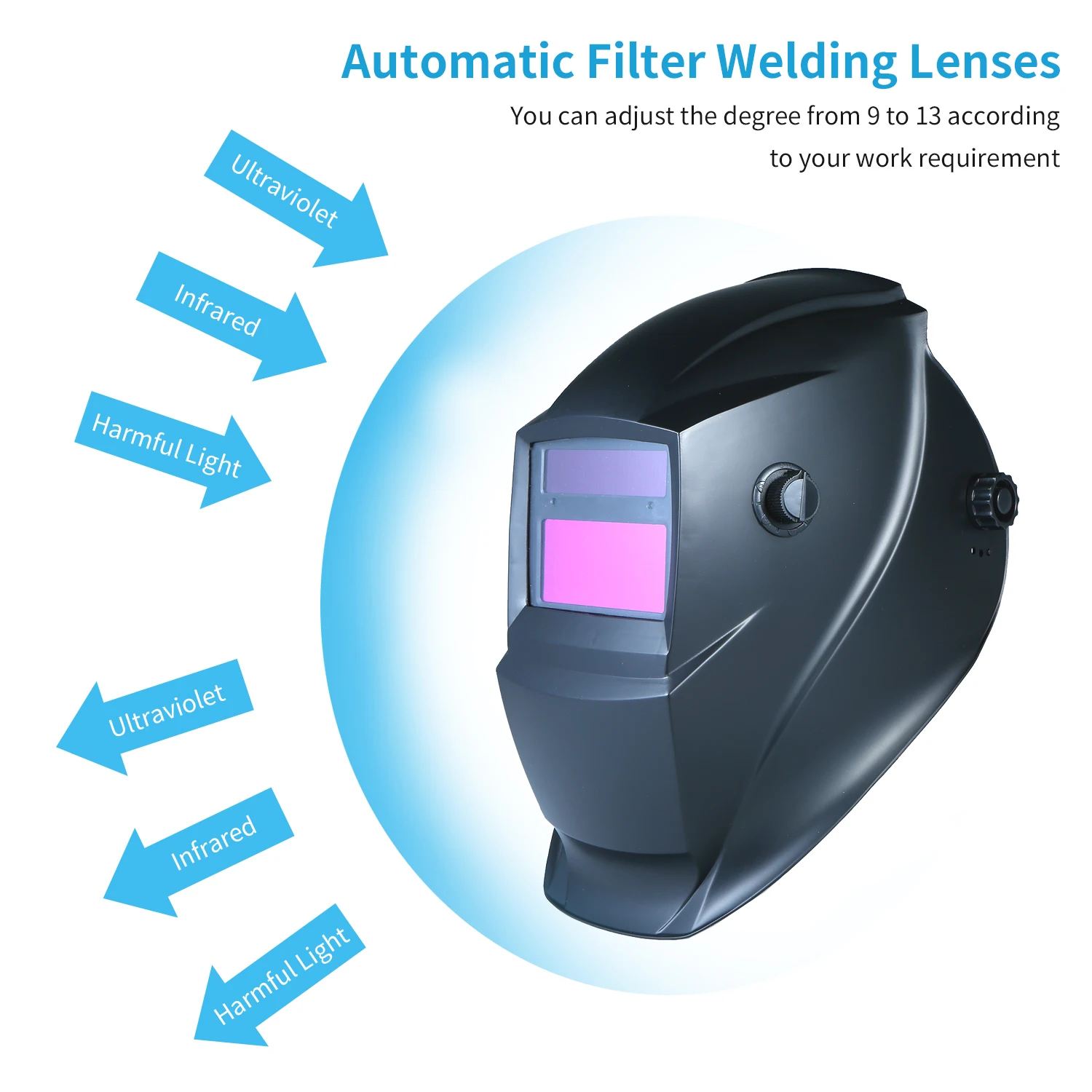 Маска сварочная с автоматическим затемнением плоский откидной полусферический