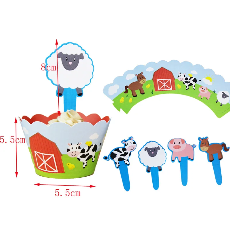 24 шт. завод животноводческая ферма праздник праздничные обертки для кексов