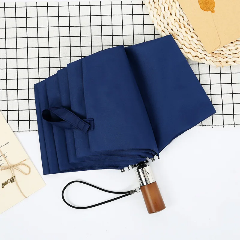 PALONY Solid Wood Handle Automatic Umbrella Three Folding Ten Bone One Key Switch Custom Windproof | Дом и сад