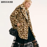 loose coat woman overcoat winter two sided down leopard print lapel long sleeve both pocket keep warm suit dress thickness