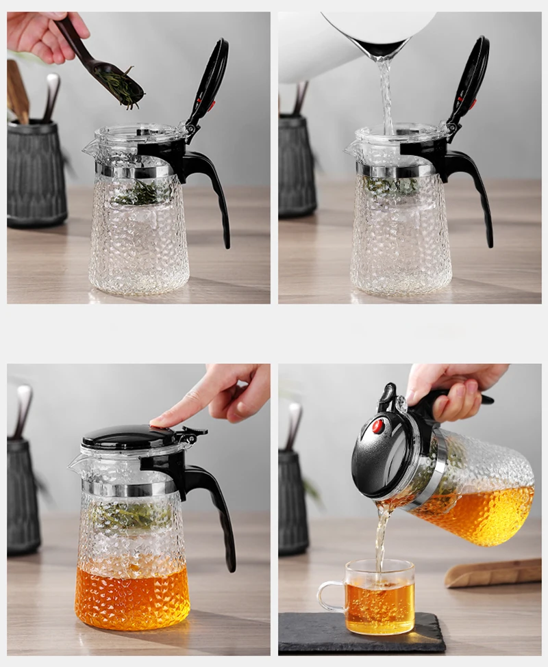Стеклянный чайник высокого качества Термостойкое стекло с фильтром для заварки