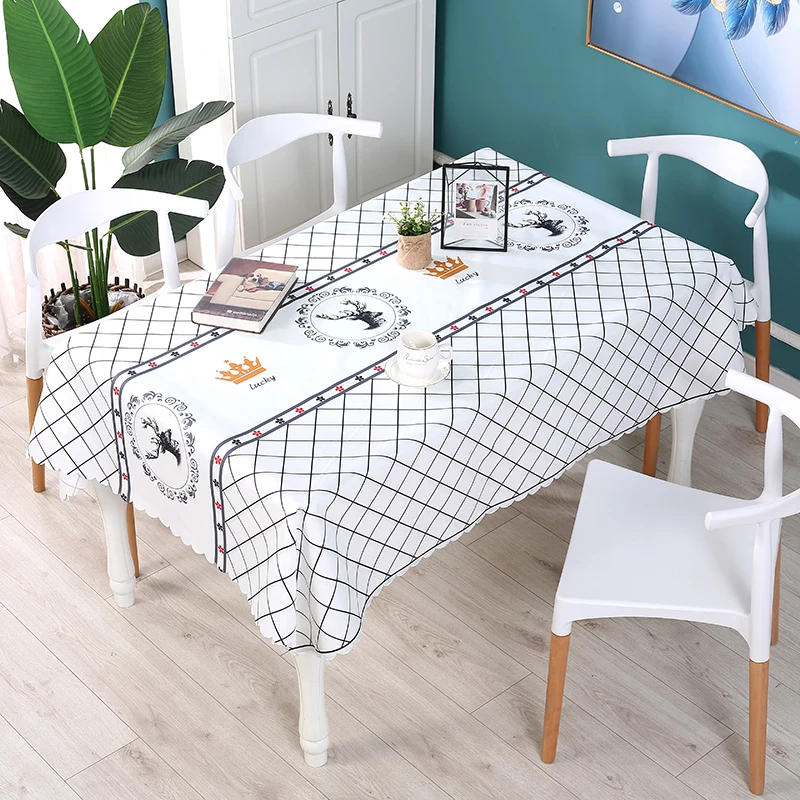 

Woven Table Cloth PVC Waterproof Oilproof Dining Tablecloth Kitchen Decorative Rectangular Coffee Cuisine Party Table Cover Map
