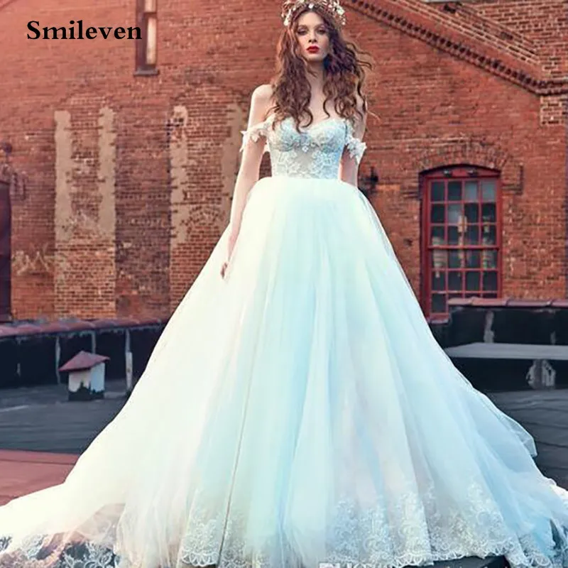 

Свадебное платье с открытыми плечами Smileven, бальное платье принцессы, кружевное платье-корсет, свадебные платья для невесты