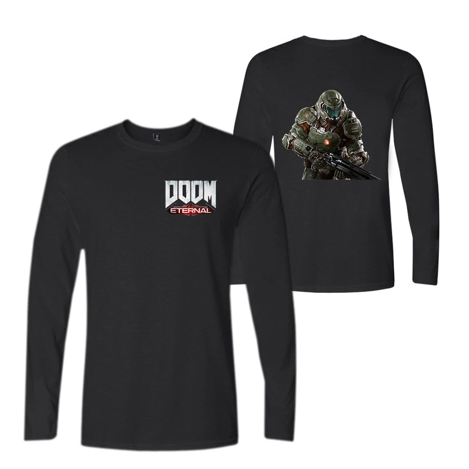 Doom Eternal Мужская/женская футболка с высоким воротом Harajuku Высококачественная брендовая Повседневная футболка с длинными рукавами Фитнес Мужская футболка одежда