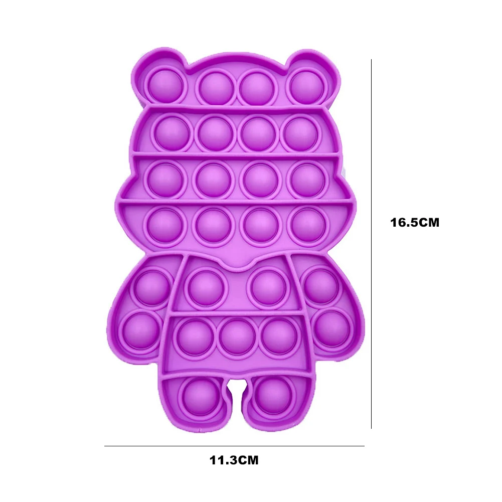 

Cartoon Bear Push Bubble Sensory Toys Portable Silicone Stress Reliever Anti-stress Finger Exercise Board Toy Interactive Toys