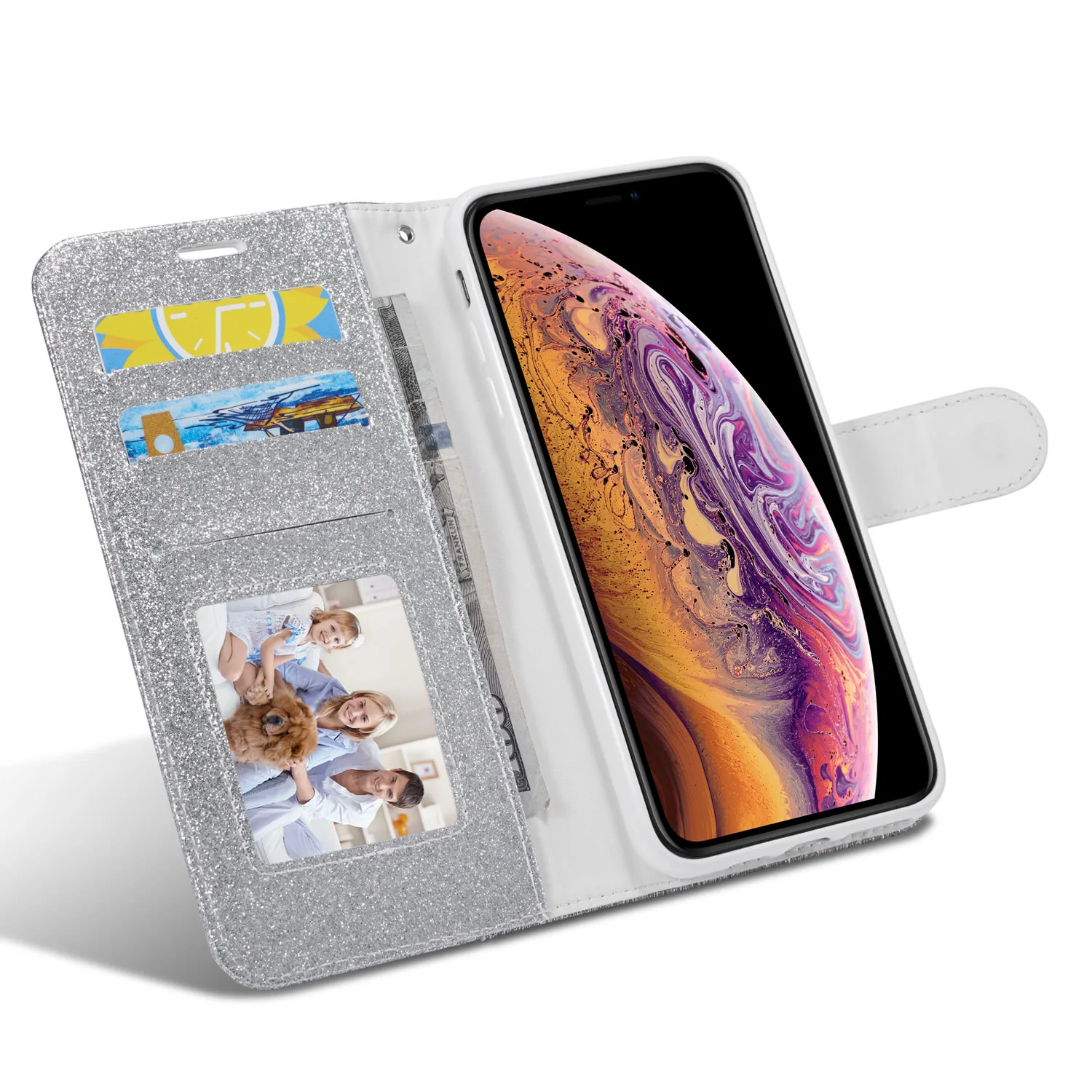 Блестящий Алмазный флип-чехол для iPhone 7 Plus 6 6S 8 11 Pro XS Max XR 8Plus 7 Plus iPhone11 кожаный бумажник-книжка блестящий чехол