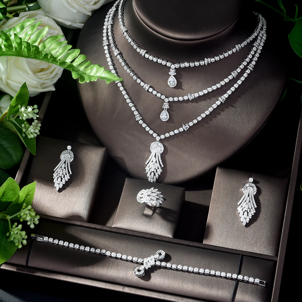 Набор ювелирных украшений HIBRIDE в винтажном стиле набор из 4 блестящих камней с