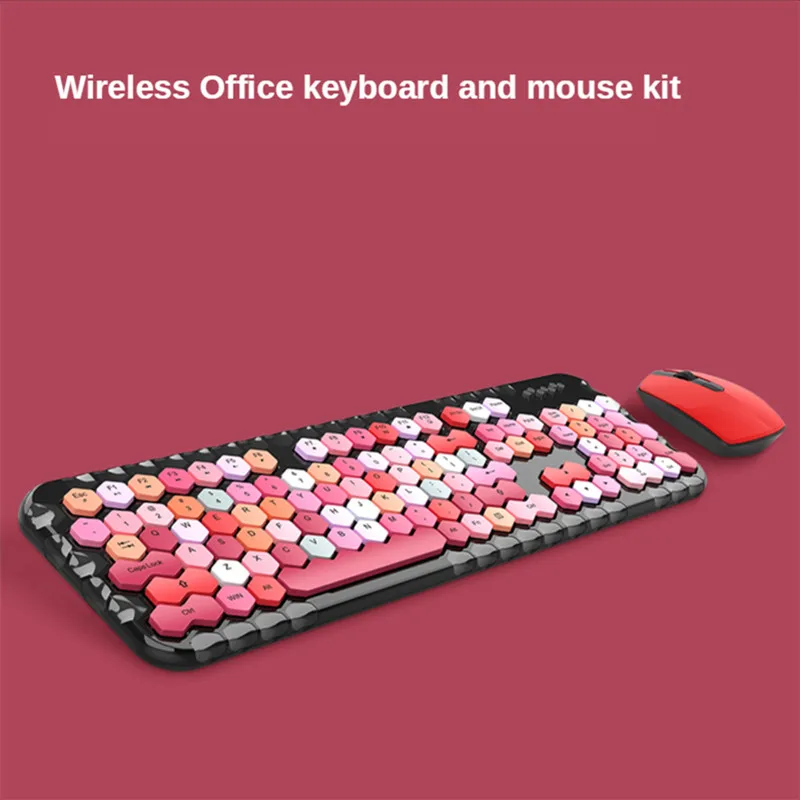 

Punk Keyboard and Mouse Kits for Laptop Pc Mixed Candy Color 104 Keys Ergonomics Wireless Keyboard Mice Combos for Girls Gift
