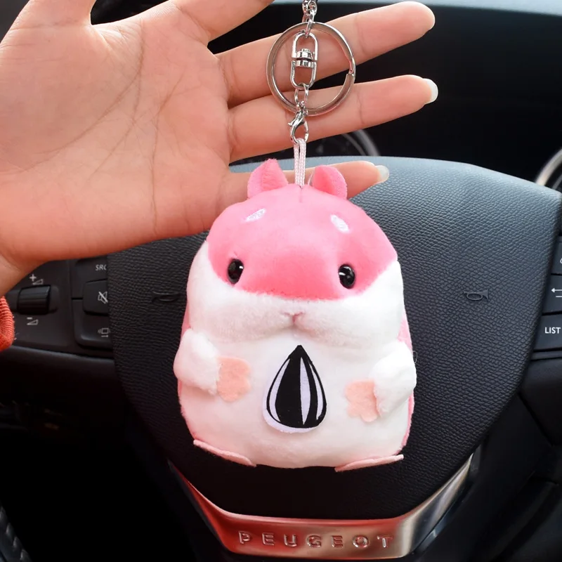 

Hot Sale Cute Girls Fluffy Mini Hamster Keychain Women Faux Fur Key Chain Trinkets Handbag Car Key Ring Holder Accessories Key