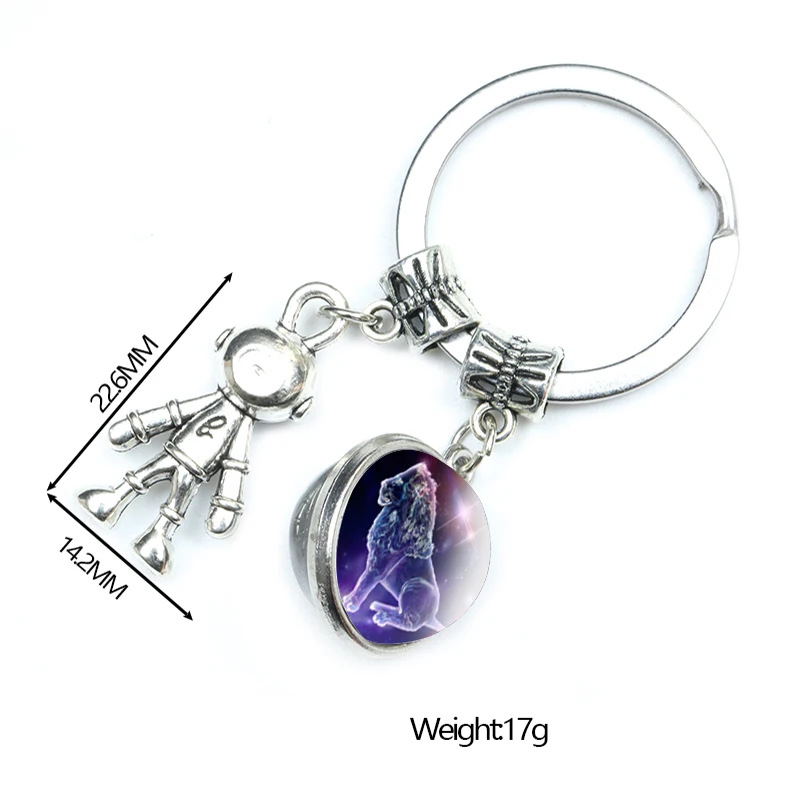 12 знаков зодиака двухсторонний держатель для ключей со стеклянным шаром