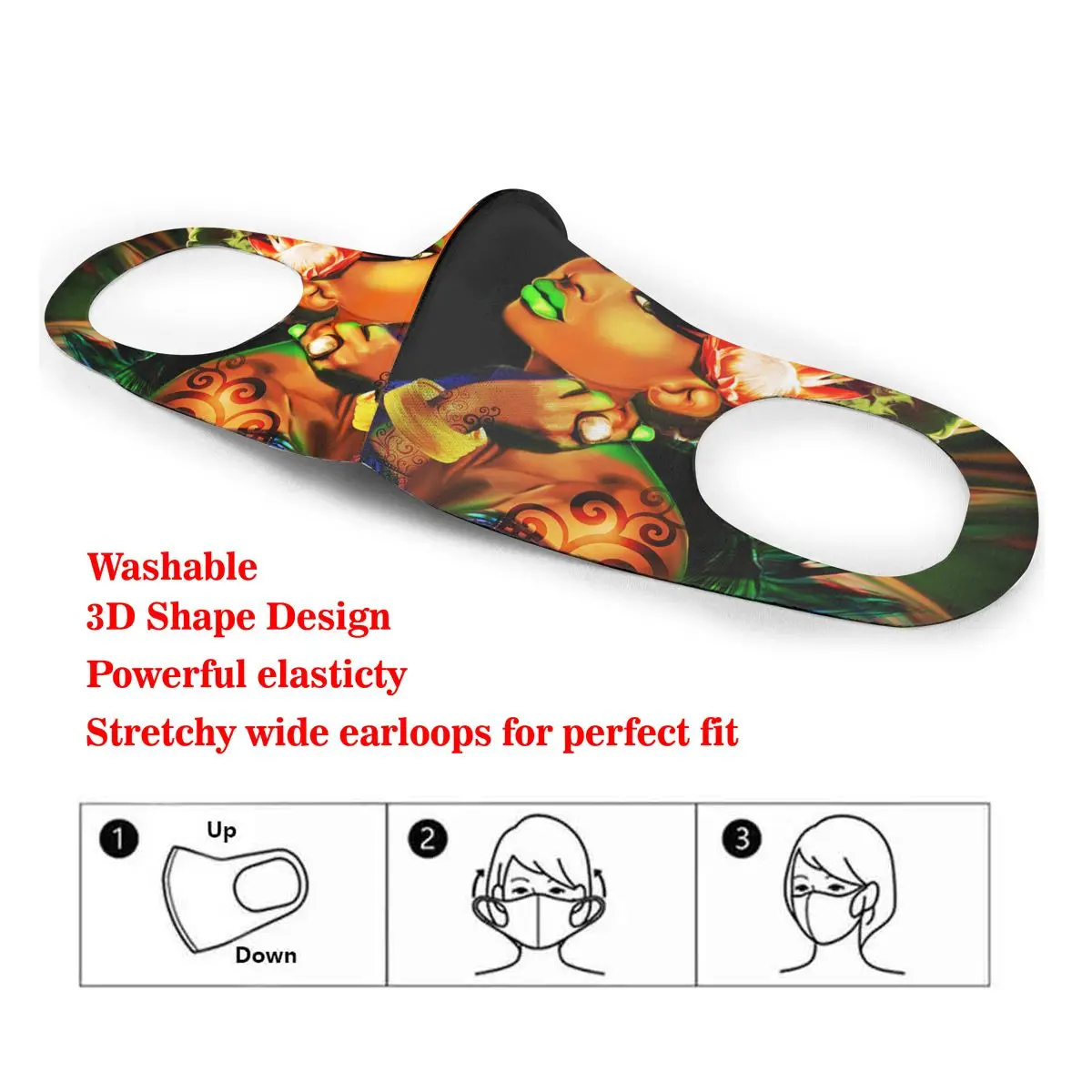 

Mouth Mask Black Queen Melanin African American Women Dust Face Masks Cover Washable & Reusable for Adult Student Kids