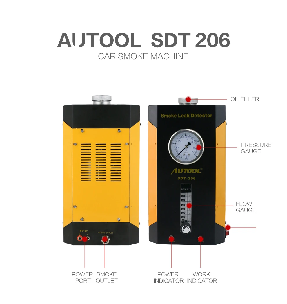 A + качество AUTOOL SDT 206 машины для дыма автомобиля локатор утечки автомобильный