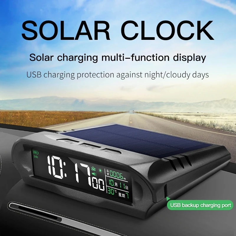 Автомобильные часы A10 HUD на солнечной батарее цифровой измеритель высоты