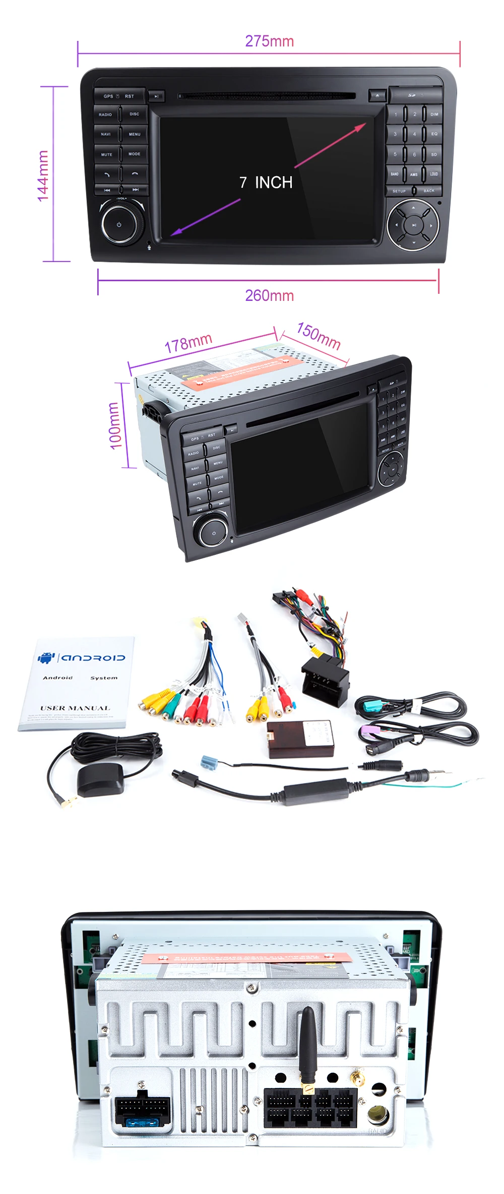 Xonrich 2 din Автомобильный мультимедийный плеер для Mercedes Benz ML W164 ML300 GL X164 GL320 350 420 450 500 R W251 GL320 GL500