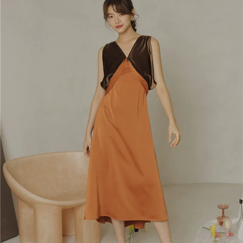 Винтажный фон для оранжевый темперамент элегантное Летнее Длинное Женское