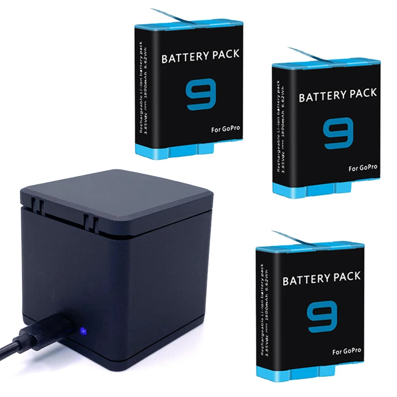 

GoPro 9 Battery Charger Smart Fast Charging Case 1800mAh Li-ion Battery Storage Box For GoPro Hero 9 Sport Camera Accessories