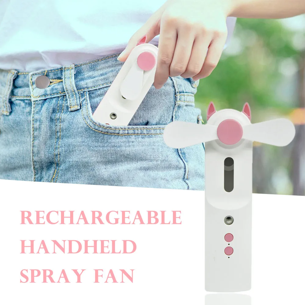 2020 Portable 2 In 1 Water Spray Mist Fan Electric USB Rechargeable Handheld Mini Cooling Air Conditioner Humidifier | Бытовая техника