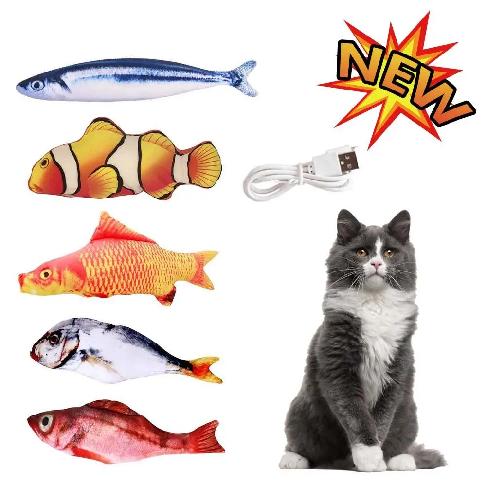 

Electric Doll Cat Chew Toy USB Simulated Fish with Cat Mint Interactive Chew Cat Toy Cat Fish Doll Wagging Fish