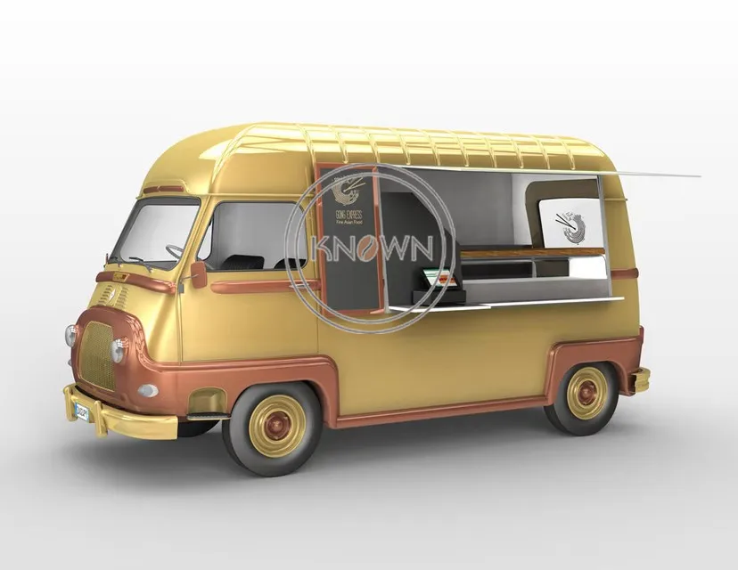 Новый дизайн быстрый Еда грузовик 4 колеса передвижной Кухня тележка для