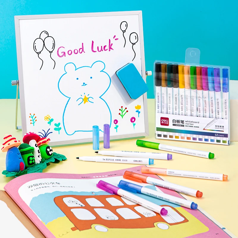 

Multi 12 Color Whiteboard Pen Set Erasable Marker Pen for White Board Glass Kids Drawing Office Meeting School Teacher A6759