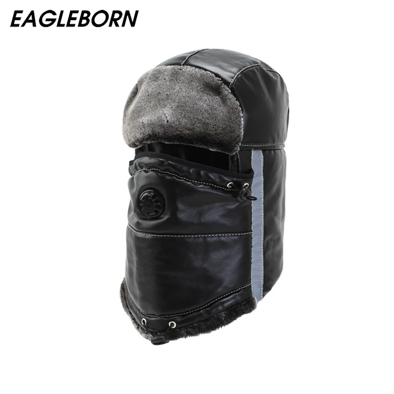 Мужские шапки-бомберы 2020 русская Толстая зимняя шапка меховая из ПУ со