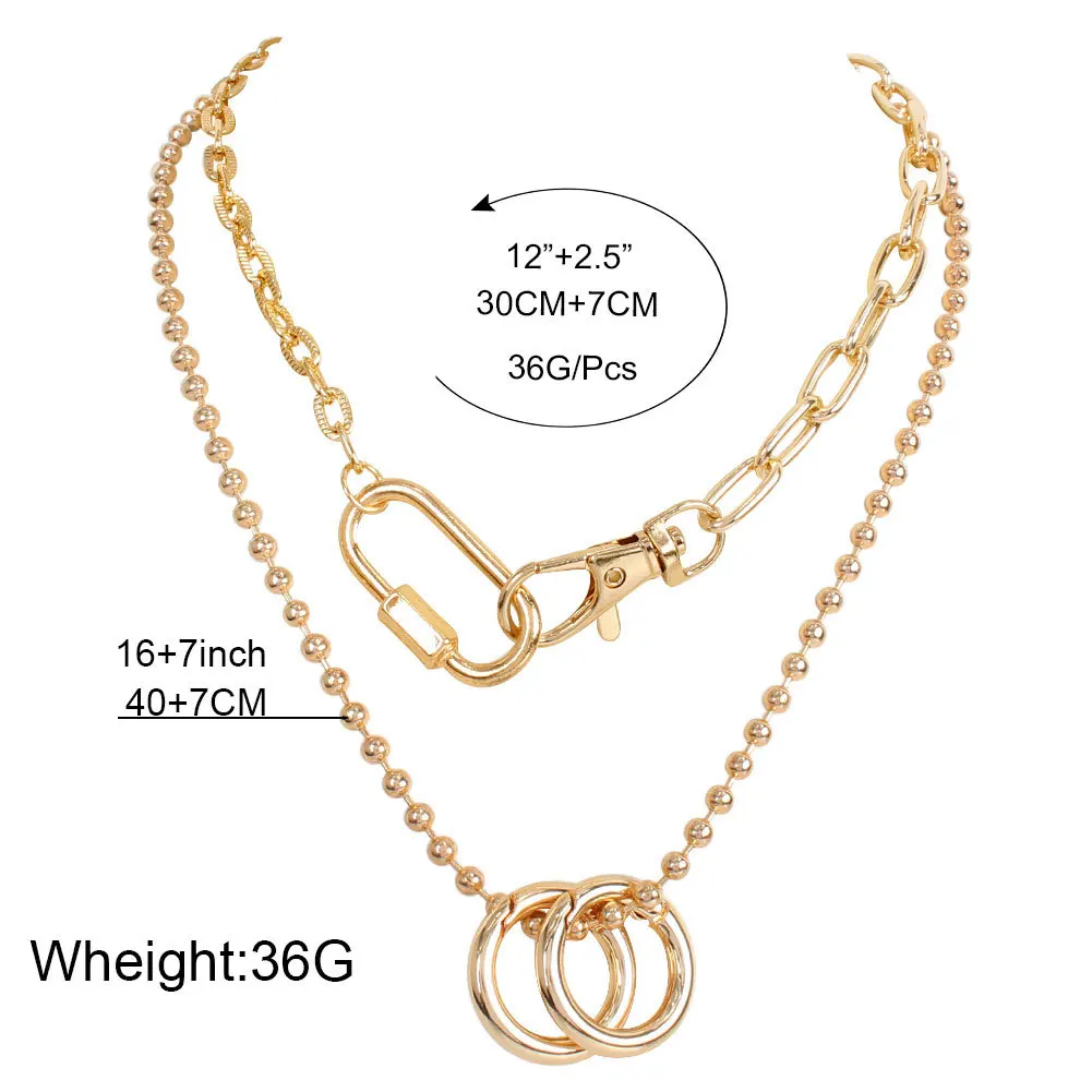 

2021 New Fashion Multi Layer Choker Necklace Clavicle Chain Necklaces Women Geometric Gold Punk Alloy Jewelry Mujer Femme