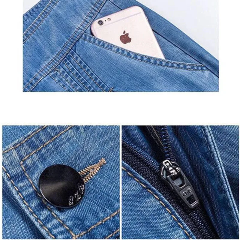 Брюки женские джинсовые с завышенной талией тонкие свободные прямые штаны