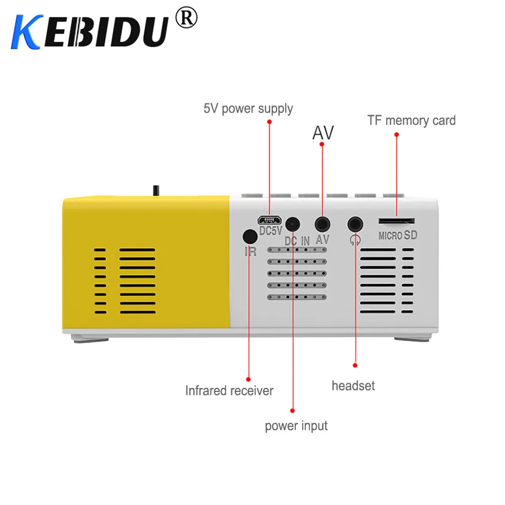 Портативный мини проектор Kebidu J9 1080P домашний AV USB SD TF карта портативный карманный