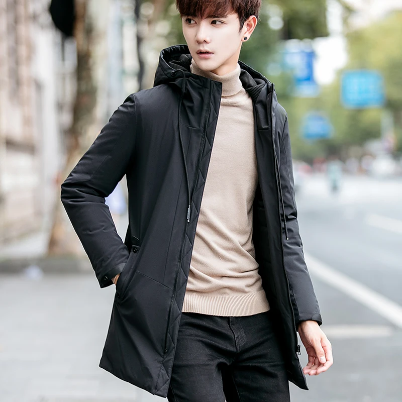 Новое зимнее пальто с капюшоном длинная мужская хлопковая одежда в стиле