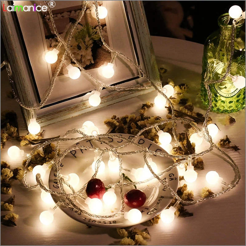 USB 2M 3M 5M 10M LED Ball String Lights Christmas Light for Home Patio Garden Lawn Wedding Party Events Decoration Garland Lamp on - Светодиодные гирлянды с мячиками на USB, длиной 2, 3, 5 или 10 метров, для оформления дома, патио, сада, газона на Рождест