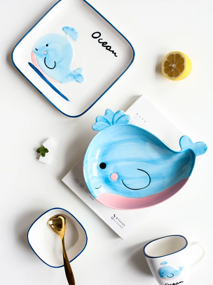 Детская керамическая посуда с милым мультяшным рисунком миска для