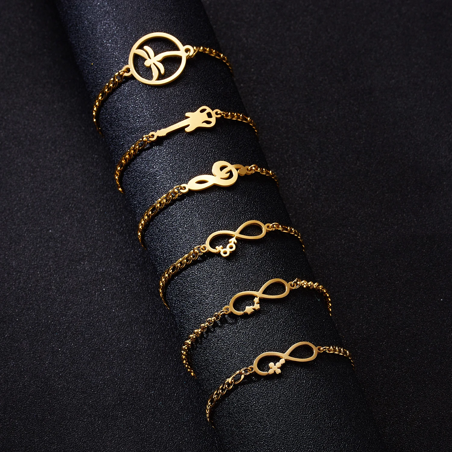 Модные браслеты из нержавеющей стали стрекоза бесконечное 8 двойное сердце