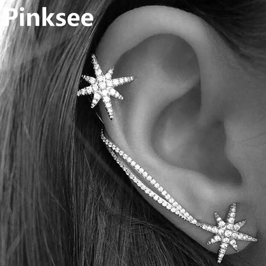 

1 PC Gothic Shinning Crystal Butterfly Ear Cuff Gold/Silver Plated Cartilage Clip On Earrings For Women Girls Accessories