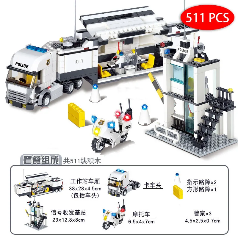 kazi police station sets city vehicle base helicopter boat swat team car truck brick blocks model Building kits kids Toys child | Игрушки и