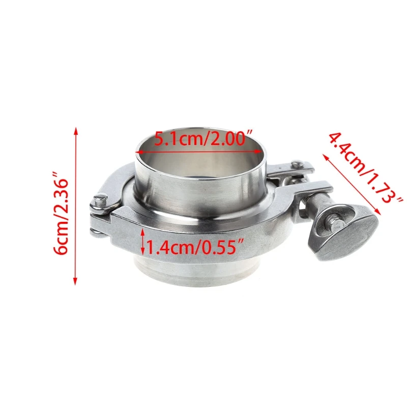 

51mm 2" OD SS304 Sanitary Pipe Weld Ferrule + Tri Clamp + PTFE Gasket Set
