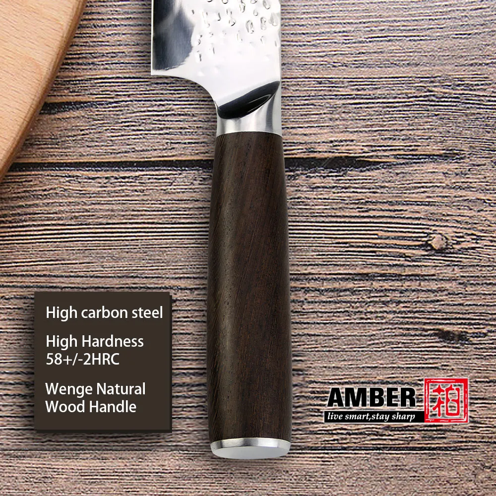 Янтарный нож 8 дюймовый Kiritsuke 7CR17 из нержавеющей стали лезвие высокоуглеродистой