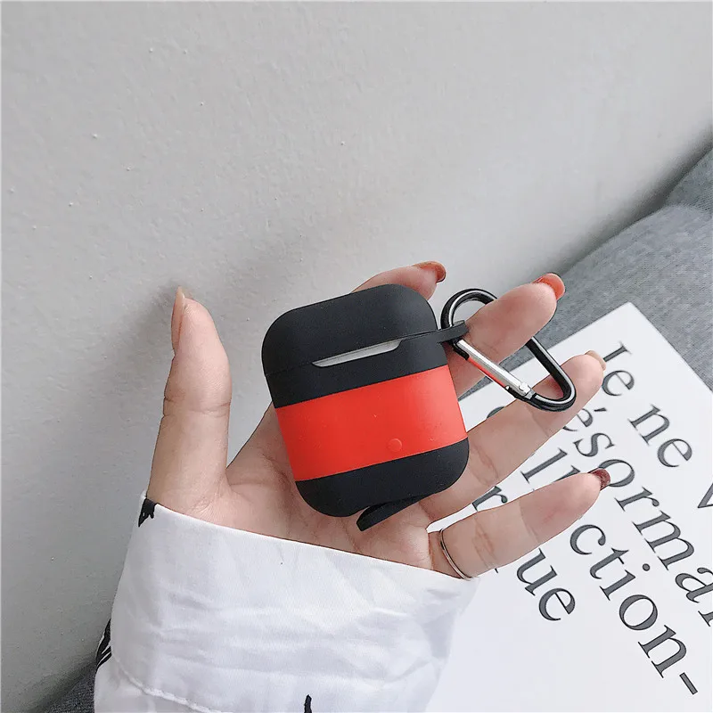 Black+Red Чехол для AirPods с милым рисунком лимонного чая Vitasoy Milk силиконовый защитный чехол для наушников Airpods 2 с крюком аксессуары для AirPods - Цвет: Black+Red