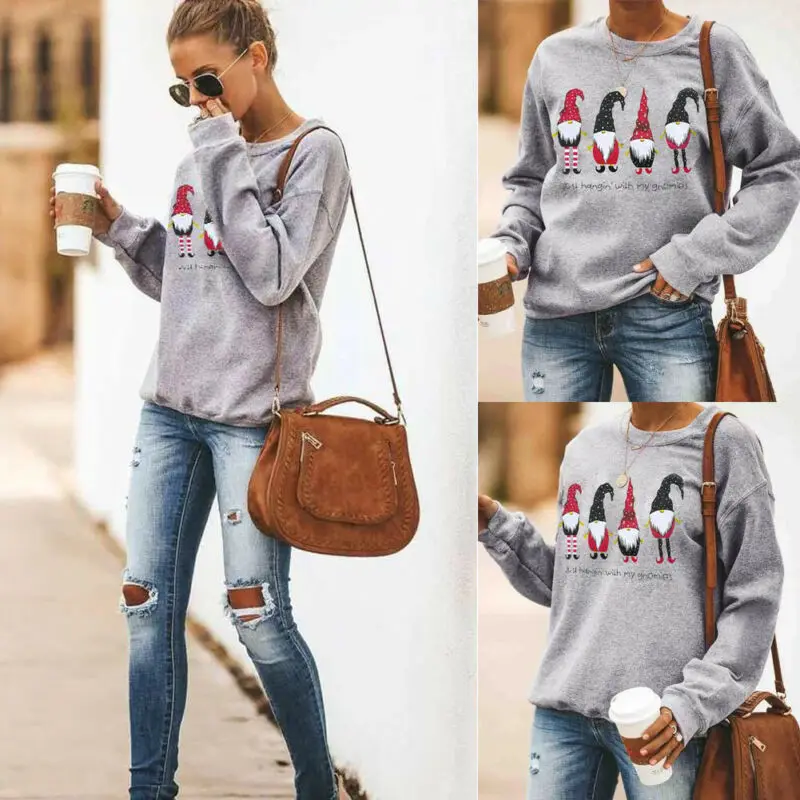 Женский Рождественский свитер с длинным рукавом рождественский джемпер пуловер