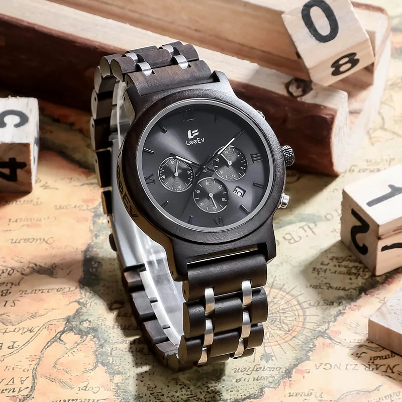 Мужские деревянные часы от ведущего бренда роскошные модные военные наручные с