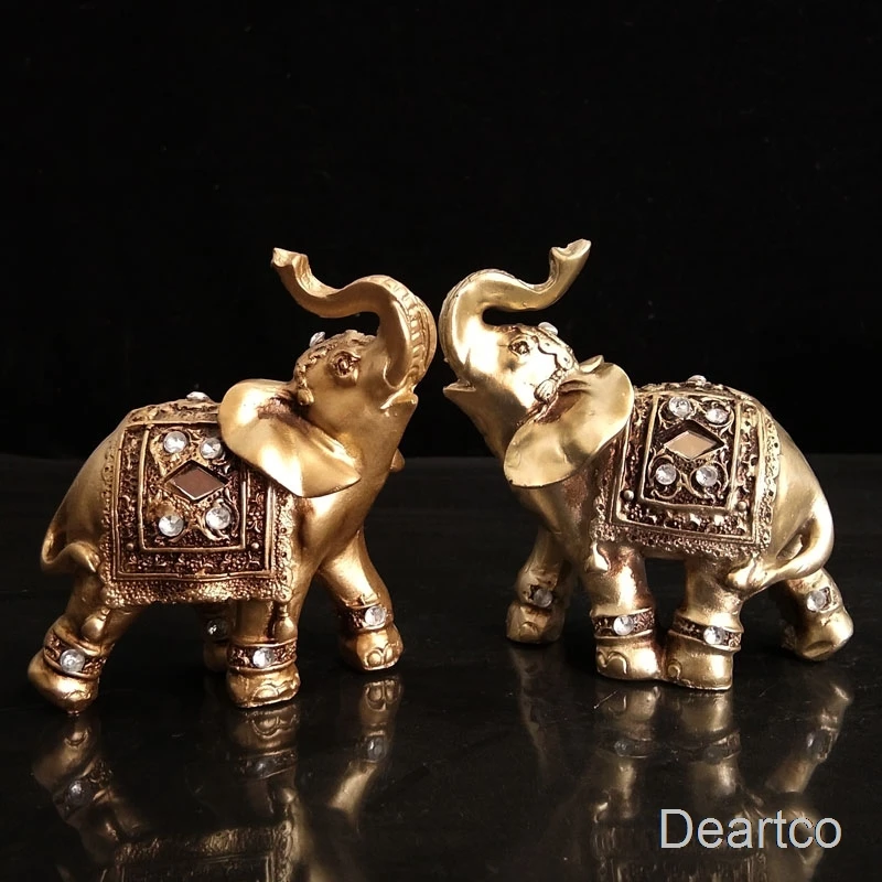 Искусственный слон декоративное украшение для офиса статуя слона золотые 2 шт.