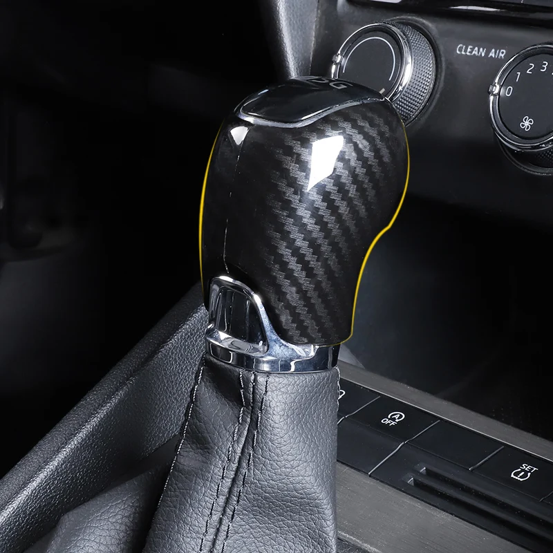 Carbon Fiber Gear Shift Head Cover Trim Sticker Fit For Skoda Octavia Superb Kamiq Yeti Rapid Spaceback Car Interior Accessories