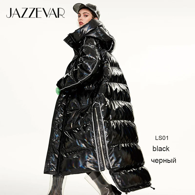 blackLS01 JAZZEVAR Зима Новое поступление женский пуховик качественная свободная одежда модный стиль длинное для женщин Y9047 - Цвет: blackLS01