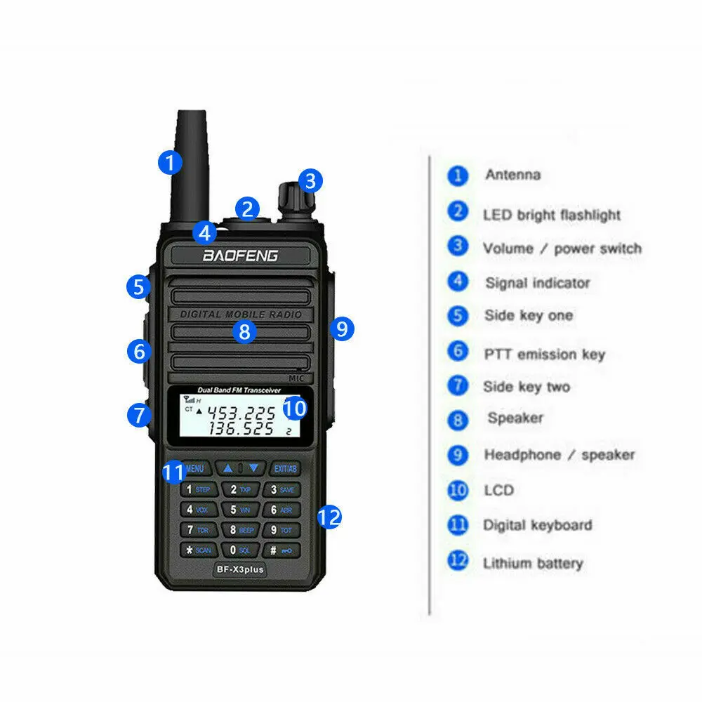 Рация BAOFENG X3 Plus высокой мощности с большим радиусом действия трехдиапазонная